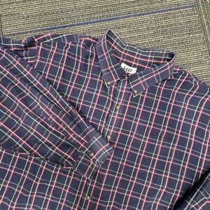 HB Plaid Button Down Shirt‎ Mens 4XL Long Sleeve Checkered Casual